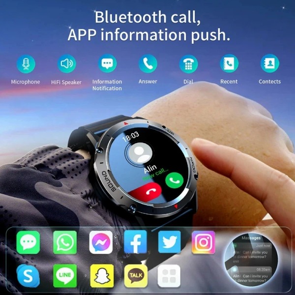 NX9 Rugged Smart Watches Herr för Android Huawei Ios Vattentäta klockor 1,39'' HD Fitness Tracker Bluetooth Ring Smartwatch black