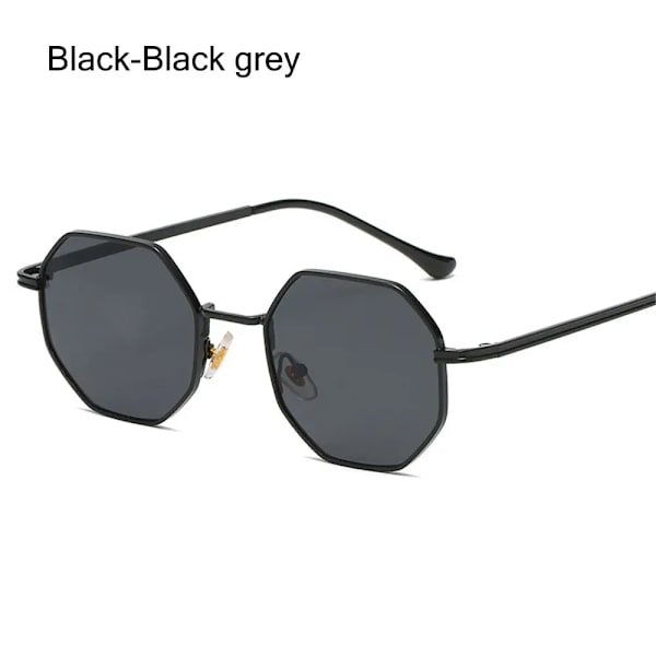 Polygon Solglasögon Metall Solglasögon Liten ram Fyrkantiga solglasögon för män Kvinnor UV-skyddsskydd Glasögon Modeaccessoar Black-Black grey
