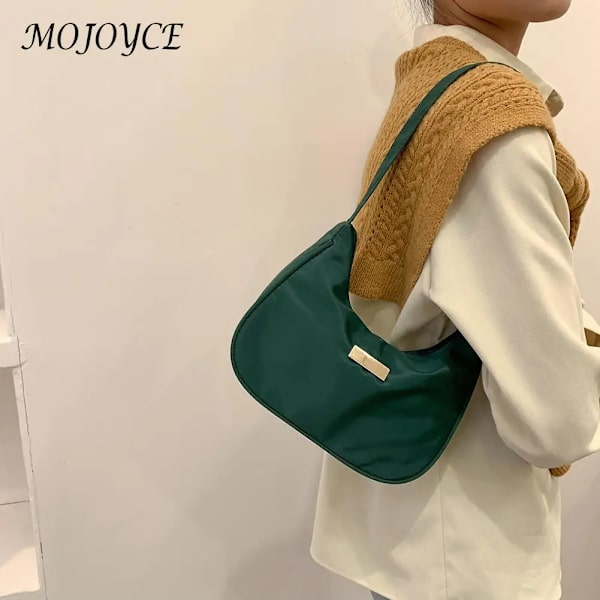 Dam Nylon Enfärgad Axelväska Dragkedja Liten Crescent Messenger Handväskor Lyx Designer Handväska Retro Dam Axelväskor White(.175)