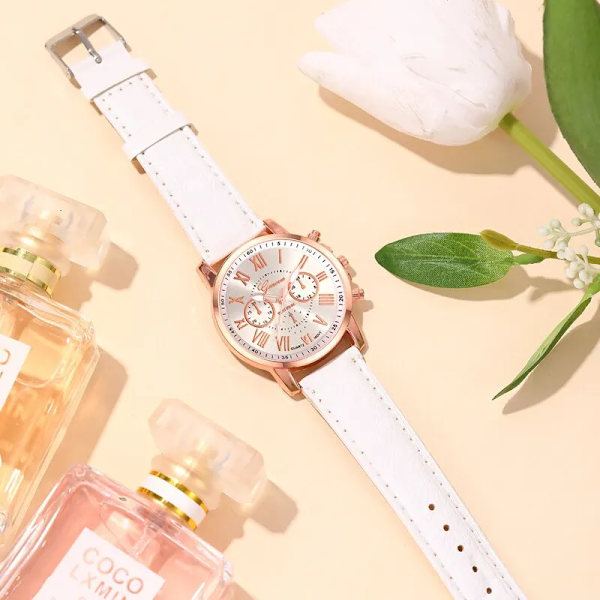 Reloj Mujer 2023 Mode Damklockor Dam Vitt Läder Quartz Watch för Dam Business Casual Watch Relogio Feminino White