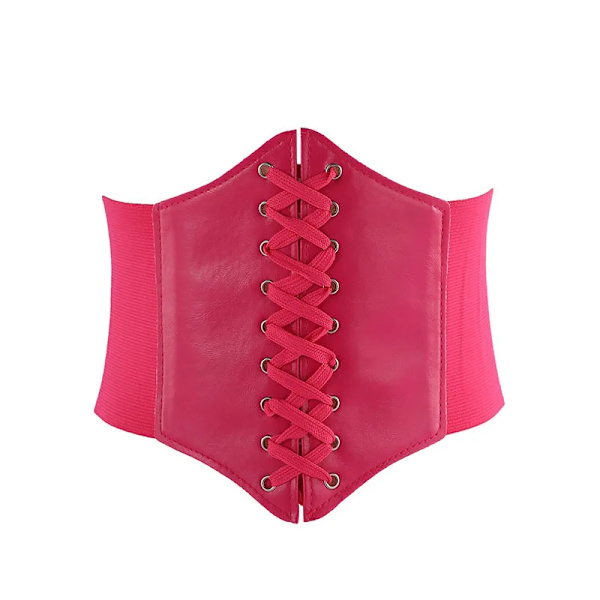 Sexiga korsetter för kvinnor Breda PU-läder Snyggt bantningsbälte Bustiers Breda Elastiska Bälten med hög midja Feminin Ceinture Midjeband Rose red One size