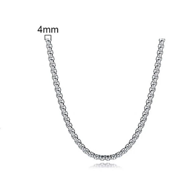 RUND LÅDA KEDJA ROSTFRI KEDJA HERR ELLER DAM KEDJA UNISEX SMYCKEN 18 TILL 30 tum 4mm silver 24inch