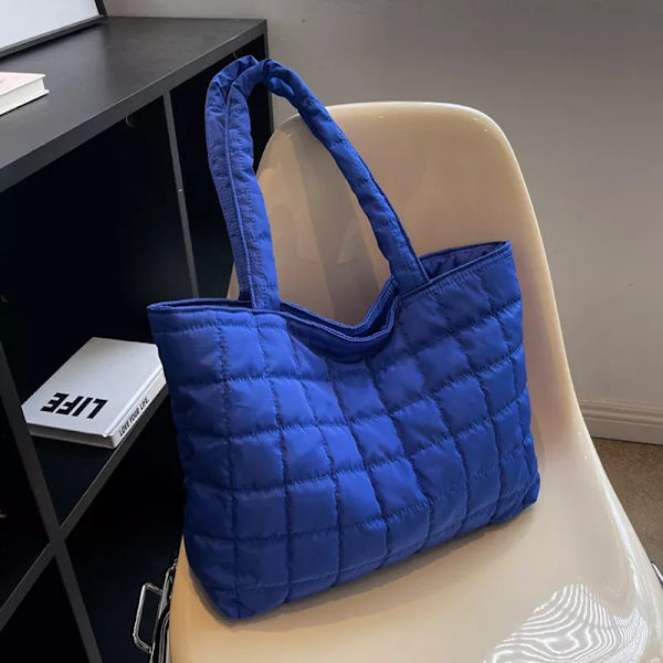 Stor kapacitet Vinter Axelväska Nya Solid Nylon Handväskor Bomull Casual Tygväskor För Kvinnor Mode Topp Handväska Green 38x29x12cm