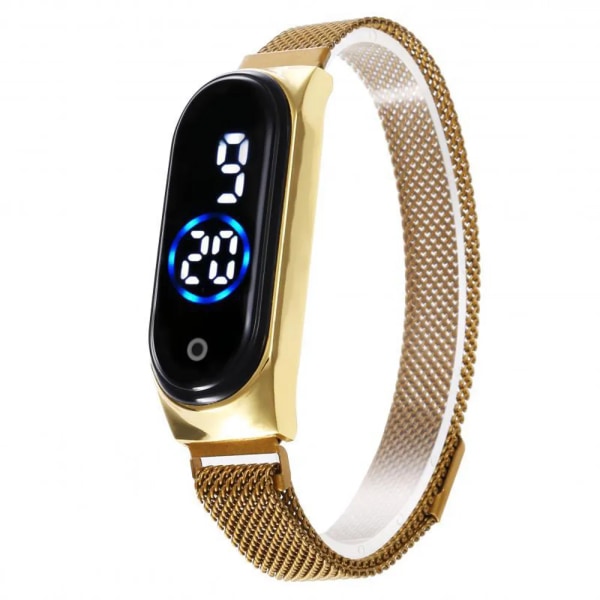 Rose Gold Led Kvinnor Watch Magnetic Lodestone Waterproof Touch Fashion Touch Digital Armbandsur Gold