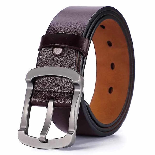 Män högkvalitativt bälte i äkta läder Lyxiga designerbälten för män Modeband för män manliga jeans för man Cowboy P310-Brown 105CM