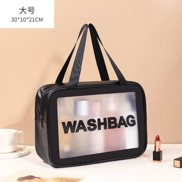 4 Style PCS Damkosmetikväska 2023 Badmakeup Förvaringsväska Bärbar Vattentät Resor Dam Dusch Handväska PU Black M