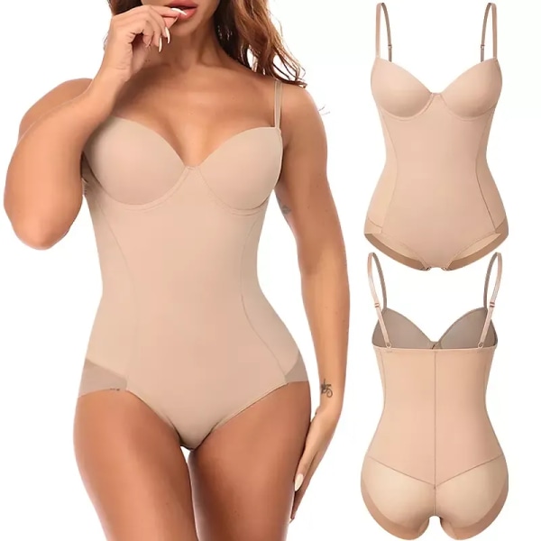 Underkläder för kvinnor Bodysuit Jumpsuit Body Shaper Waist trainer Korsett Shapewear Topp med inbyggd BH Återhämtning efter förlossningen Khaki XL