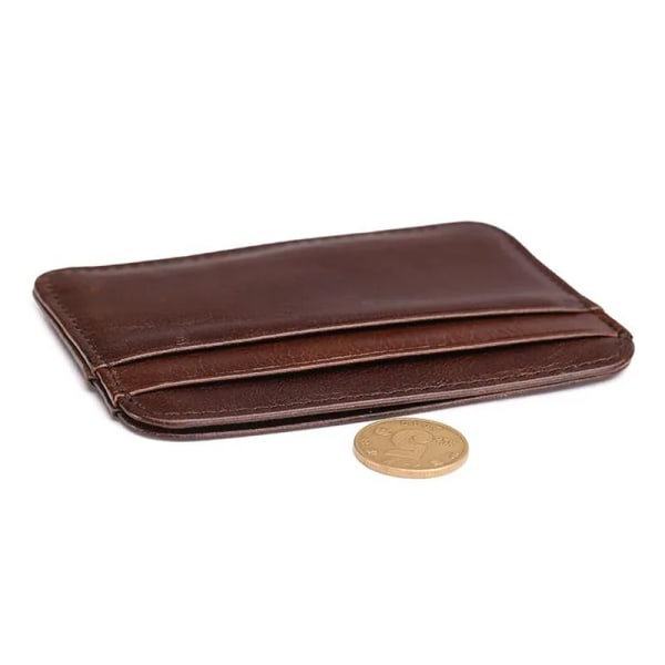 Nyankomst Vintage mäns kreditkortshållare i äkta läder Liten plånbok Pengarväska ID- case Miniväska för män Deep Coffee