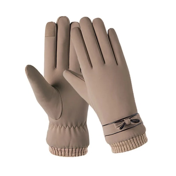 Thermal vinter Damhandskar Herr Cykelcykelhandskar Handvärmare Fleecefodrade Guantes Helfingervantar Pekskärm Vattentät Style1 Khaki