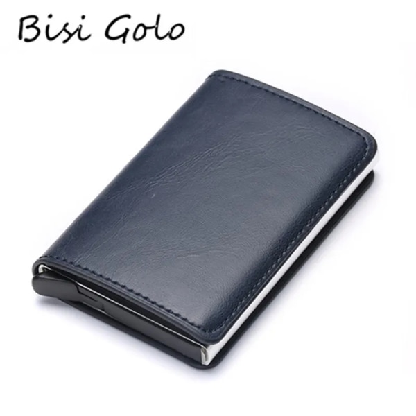 BISI GORO 2023 Herrplånbok RFID Case Metall Vintage Aluminium Box PU Läder Modekort Plånbok Pure Purse X-12A-Black