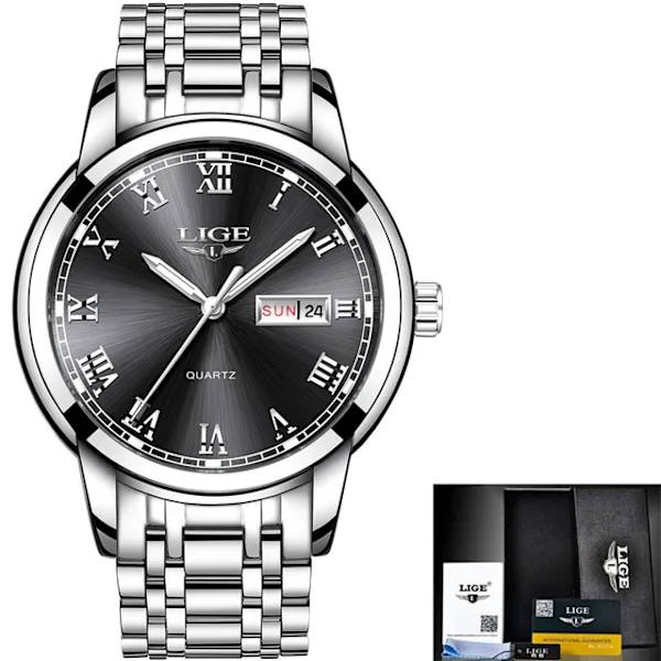 LIGE 2023 Ny watch Damklockor Damklockor Creative Steel Damarmbandsklockor Damvattentät klocka Relogio Feminino silver black