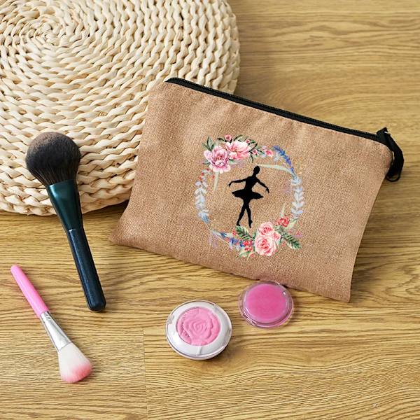 Tjejsminkväska print Klassisk organizer Festtoalettsaker Linne Dragkedja Organizer Tote Förvaringspåse Present 4Ballet0011