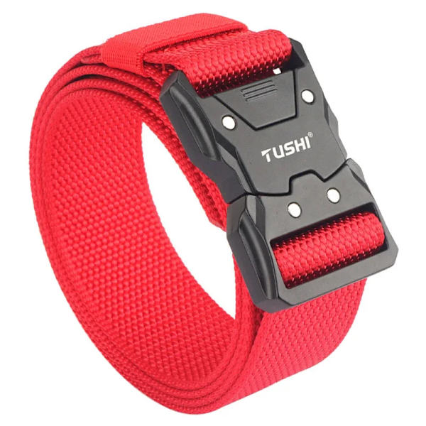 VATLTY 2022 Snabbtorkande taktiskt bälte män Hårdlegering Snabbspänne 1200D Mjuk nylon Army Bälte Hane Militär utrustning Red 125cm(adjustable)