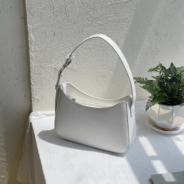 Väskor För Kvinnor Mode Pu Läder Dragkedja Underarm Väska Dam Enkel Design Casual Travel Handväska Bolsas White