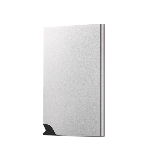 Ny Creative Metal Korthållare Pop Up Button Slim Plånböcker Lyxig RFID-skyddsminificka för män och kvinnor Silver