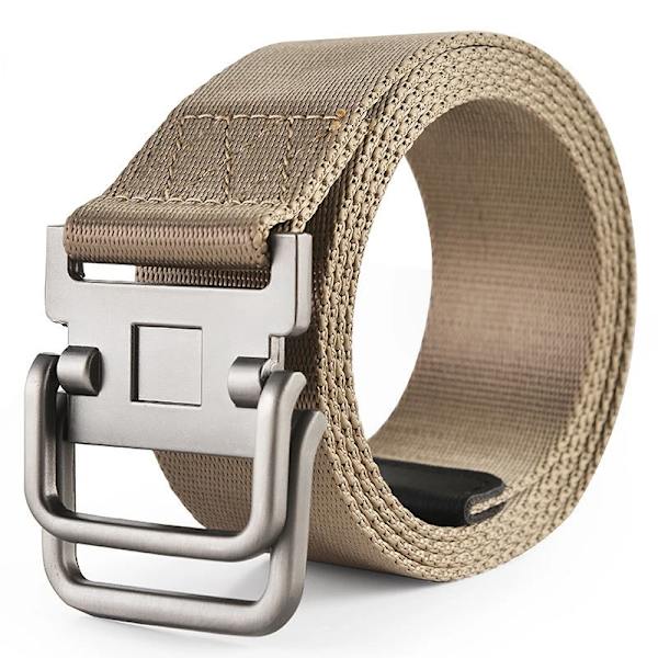 Nya dubbelringspänne Canvasbälten för män Militär träningsbälten Mode utomhus metallspänne midjeband Justerbar längd khaki 100cm