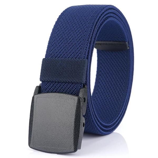 VATLTY Metallfritt elastiskt bälte för män, starkt teknisk plast, snabblåsande nylon Unisex Stretchbälte Utomhussport Navy blue 115CM