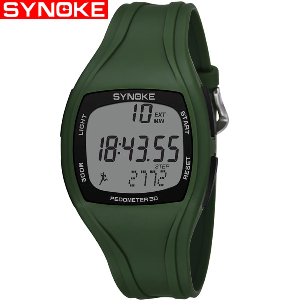 SYNOKE Digital Watch Herr Silikonrem Led Elektronisk Display Lysande Multifunktion Armbandsur Military Reloj Hombre ArmyGreen
