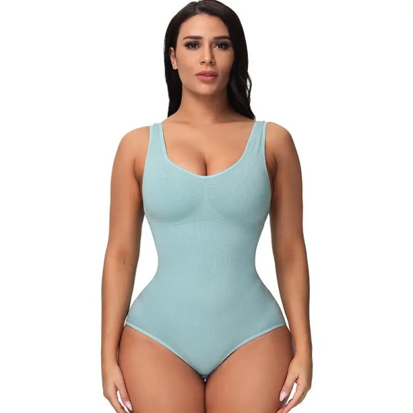 Kvinnor Body Sommar Ärmlös Sexig Off Shoulder Body Tops Casual Magkontroll Waist trainer Body Shaper Buken Jumpsuit Green L