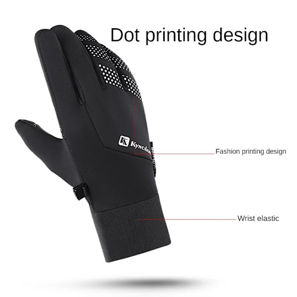 Vintervarma vattentäta handskar för män Kvinnor Thermal fleece Snow Ski Snowboardhandskar Cykling Cykel Cykel Utomhussporthandskar Black M
