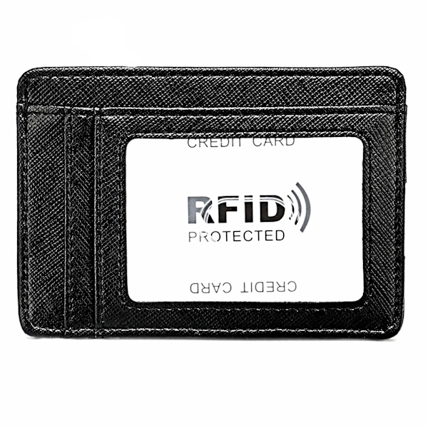 Case Pengafodral RFID Blockering Smal Minimalistisk Kreditkortshållare Små ficka Plånböcker för män Kvinnor Black