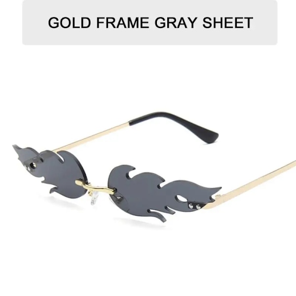 Summer Flame Solglasögon Kvinnor Rimless Wave Glasögon Löpsolglasögon Lyx Trendiga Solglasögon Skärmar Kvinna D