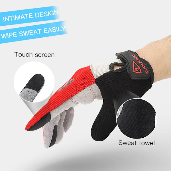 Vinter Höst Dam Cykelhandskar Full Finger Med GEL Pad Stötsäker MTB Mountain Vandring Cykel Cykel Handskar Red XL
