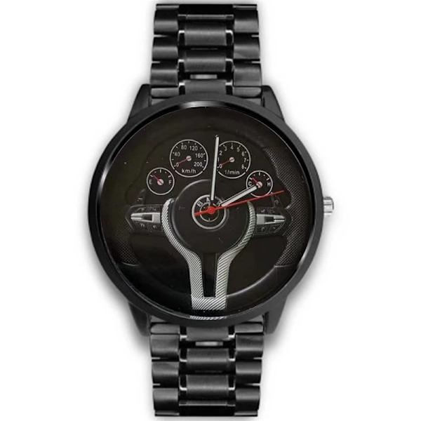 Kreativ Naturlig stil Klassisk precision Mode Watch herr 3D Racing däck Gratis rostfritt band Klocka Casual Sliver black