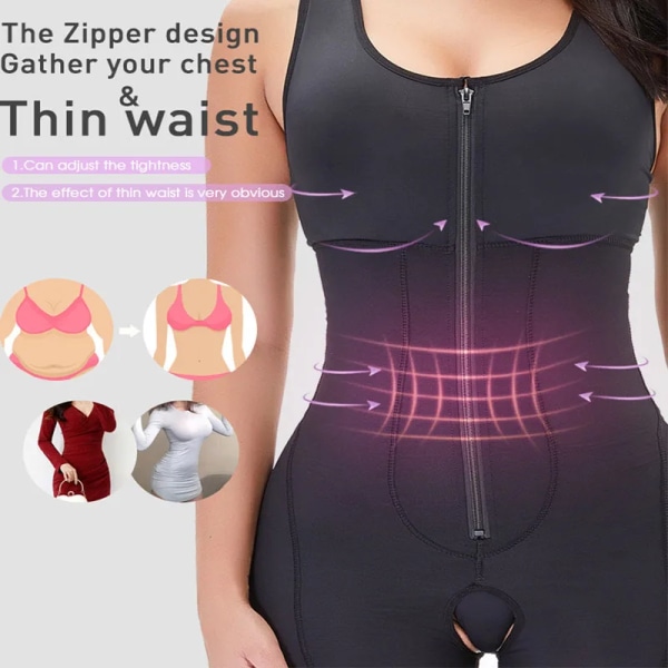 GUUDIA Body Shapewear Kvinnor Body Shaper Wear Bantning Body Shapers Öppen gren Justerbara axelremmar Helkroppsform Black XXL