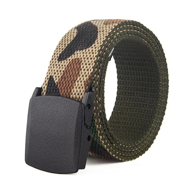 Män Kvinnliga Jeans Bälte Militär Nylon Justerbart Bälte Utomhus Resor Taktisk Midjebälte Metall Unisex Spänne Byxor Byxor 120cm Green Camouflage 114