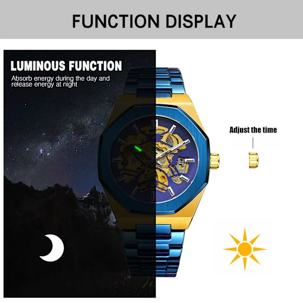 FORSINING Klockor Herr Vattentät rostfritt stål Automatisk kedja Armbandsur Skelett Mekanisk Watch Relogio Masculino Silver
