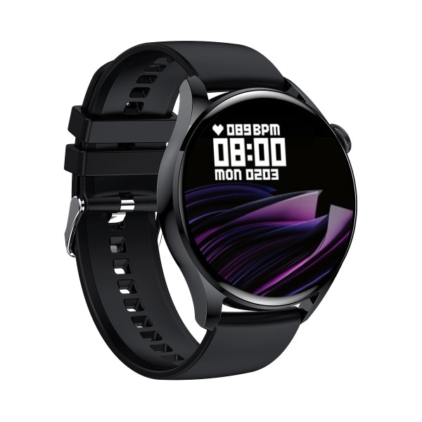 Ny GT5 Smart Watch Herr Svarar Ring Fitness Tracker Trådlös laddning NFC Dam Smartwatch Present Till Huawei Telefon iOS PK GT3 Pro Black Silicone