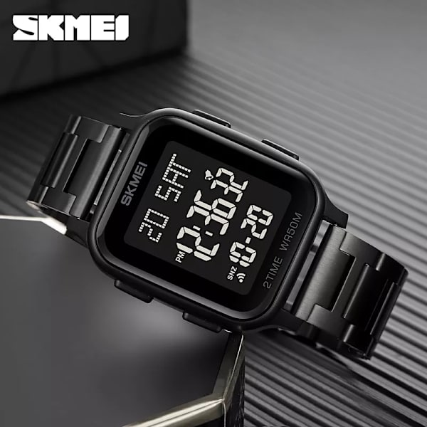 SKMEI Herrklockor 2 Time Digital Movement Watch Sport Countdown Clock 50M Vattentät Led Light Armbandsur Reloj Hombre Gold