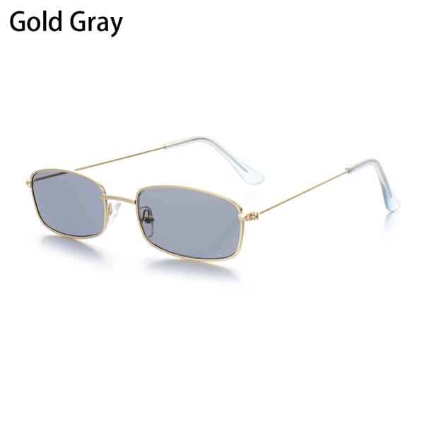 Små fyrkantiga solglasögon Hexagon solglasögon Dam Märke Designer Män Metallbåge Körning Fiskeglasögon UV400 Coola strandglasögon Gold Gray