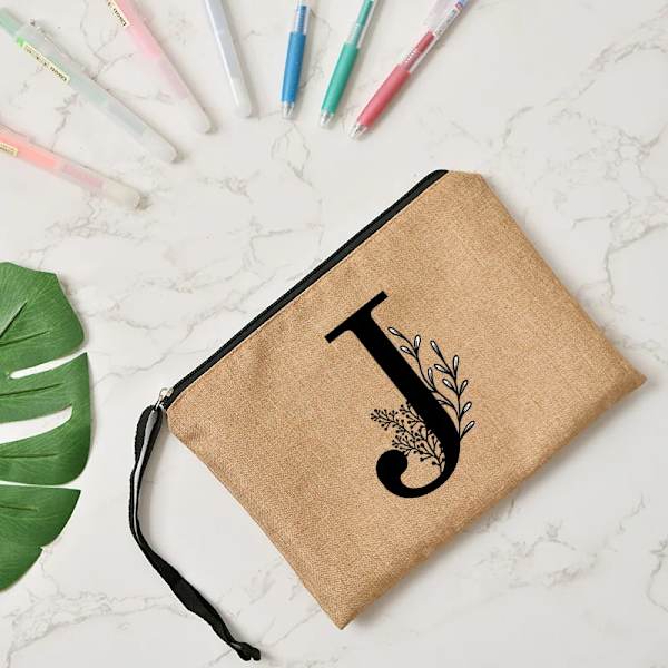 Kvinnor Kosmetikväska Mode Print Linne Dragkedja Reseväska Förvaringspåse Sminkväska Klassisk Organizer Present 4LetterhJ