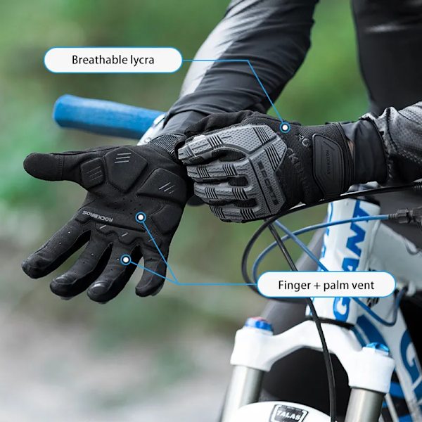 ROCKBROS Cykelhandskar Thermal Höst Vinterhandskar Vindtäta SBR Touch Screen Cykelhandskar Fullfinger Stötsäkra Sporthandskar S169-1BGR M