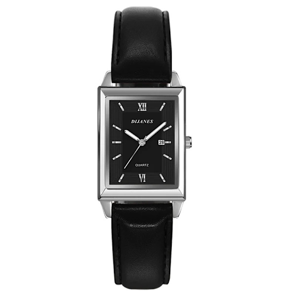 Mode Herr Affärsklockor Herr rektangel i rostfritt stål Mesh -bälte Quartz Watch Man Casual Watch Leather Silver Black