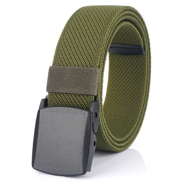 VATLTY Metallfritt elastiskt bälte för män, starkt teknisk plast, snabblåsande nylon Unisex Stretchbälte Utomhussport ArmyGreen 115CM