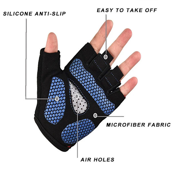 Cykelhandskar för barn Halvfinger Barn Cykelhandskar Barn Halksäkra Andningssporthandskar för pojkar Flickor Ridutrustning Glove Blue Classic L