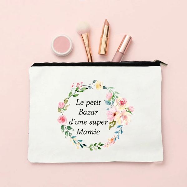 Super Mamie Franska printed sminkväskor Kvinnor Kosmetikväska Case Organizer Kvinnlig Tvätt Förvaringspåsar Mormor Presenter TW195969-TBWH-D