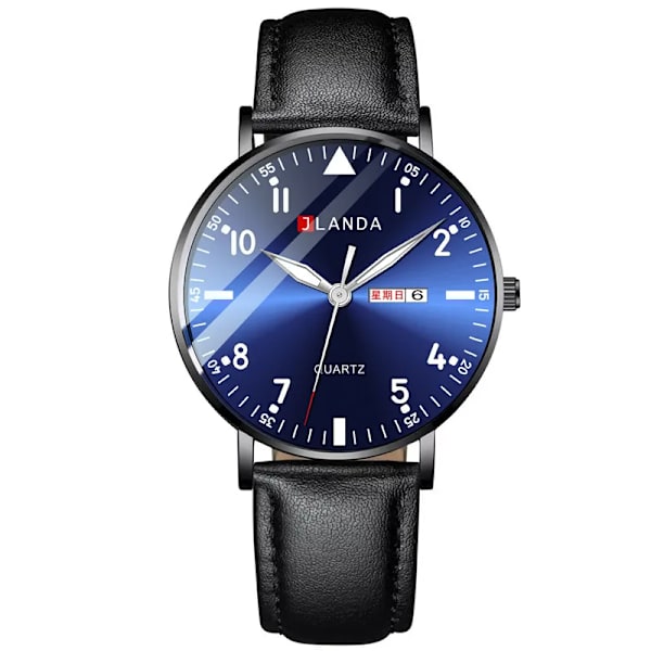 Nya klockor män lyxmärke 6 mm ultratunna mode män klockor rostfritt stål Mesh bälte Lysande vattentät kvarts watch Leather Black Blue