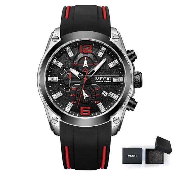 MEGIR Sport Chronograph Quartz klockor Silver Black
