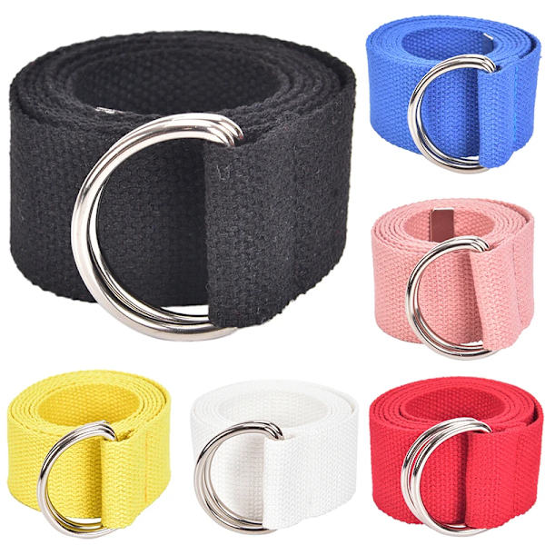 Mode Casual Unisex Nylon Canvas Tyg Bältesrem D Ring Spänne Midjeband Enfärgad Lång tygklänning Stickad midjeband red