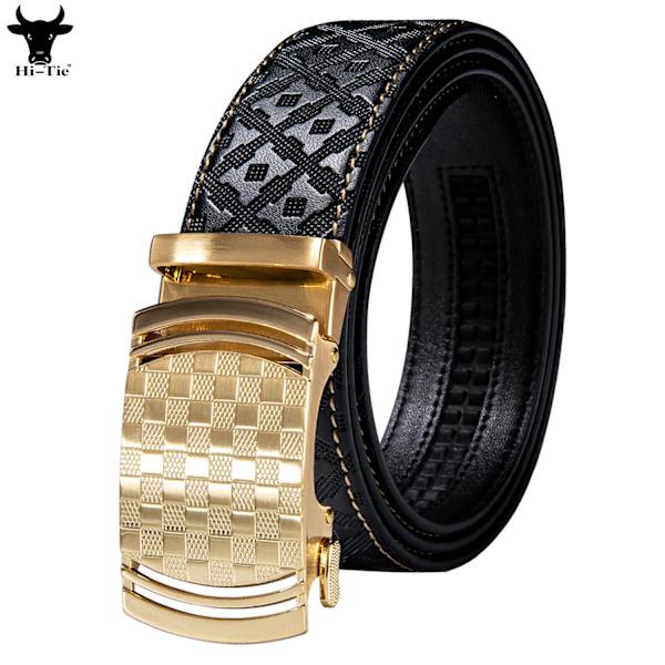 Designer Black Leather Herrbälten Prägling Spärrrem Midjeband Automatiska spännen Glidklänning Jeansbälte för män 110CM-130CM 2287DPA 110cm