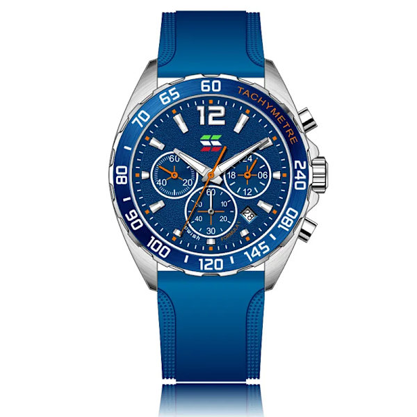 Mode Chronograph Herrklockor Toppmärke Lyx Silikonband Sport Armbandsur Business Quartz Klocka Vattentät Montre Homme Blue
