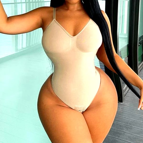 AfruliA Bodysuits Shapewear String Sommar Sexig Deep V Crop Fajas Waist trainer Korsett Dam Spaghetti Strap Club Wear Body Shaper apricot bodysuits 2 XXXL