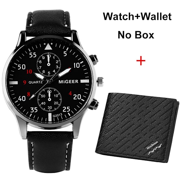 Casual watch och plånbok Set Top Brand Luxury Business Quartz Armbandsur Herr Originalpresenter till pojkvän Regalos Para Hombre Watch-Wallet 04