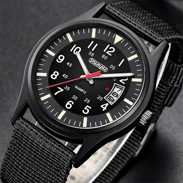 Mode Herr Nylon Klockor Lyx Herr Army Militär Quartz Watch Kalender Datum Armbandsur Relogio Masculino Coffee