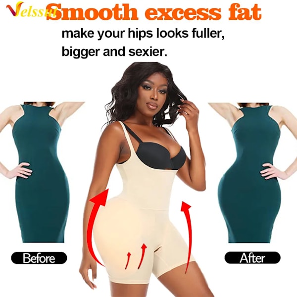 Velssut Body Shapewear för kvinnor med dyna Magkontroll Kroppsformare Sömlös rumplyftväst Slimmande underkläder under klänning SF1408-B M