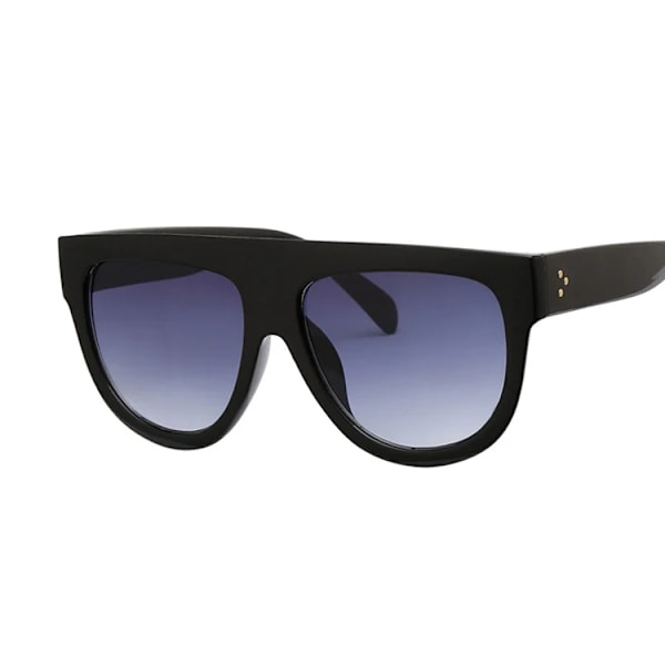 Överdimensionerad båge Svarta nyanser Fyrkantiga Solglasögon Kvinna Oval Märkesdesigner Vintage Mode Solglasögon Kvinna Oculos De Sol Black